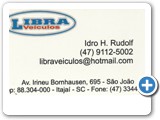 Libra Veículos
Fone: 47 - 3344-6999 / 9112-5002
Av. Irineu Bornhausen, 485 - São João Itajaí